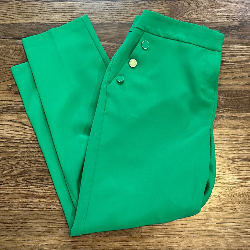 Cato Bright Green High-Waist Trousers with Button Details